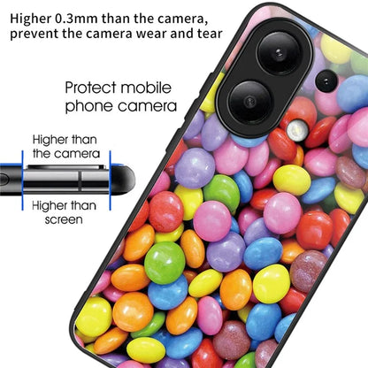 For Xiaomi Redmi Note 13 4G Case Pattern Printing Anti-Drop Tempered Glass TPU Phone Cover