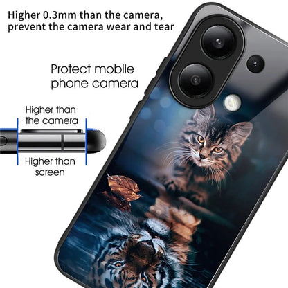 For Xiaomi Redmi Note 13 4G Case Pattern Printing Anti-Drop Tempered Glass TPU Phone Cover