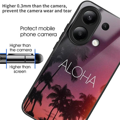 For Xiaomi Redmi Note 13 4G Case Back Patterned Tempered Glass Phone Cover