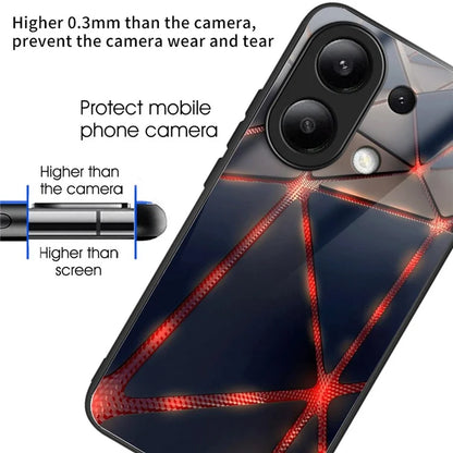 For Xiaomi Redmi Note 13 4G Case Back Patterned Tempered Glass Phone Cover