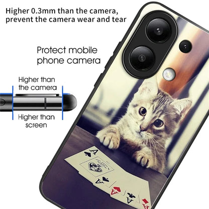 For Xiaomi Redmi Note 13 4G Case Back Patterned Tempered Glass Phone Cover