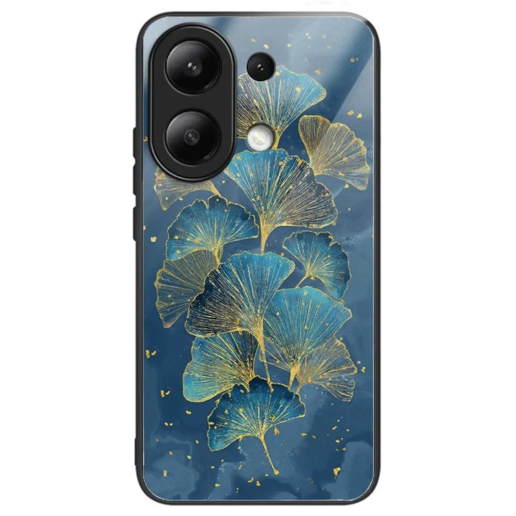 For Xiaomi Redmi Note 13 4G Case Back Patterned Tempered Glass Phone Cover