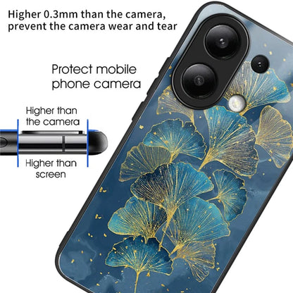 For Xiaomi Redmi Note 13 4G Case Back Patterned Tempered Glass Phone Cover