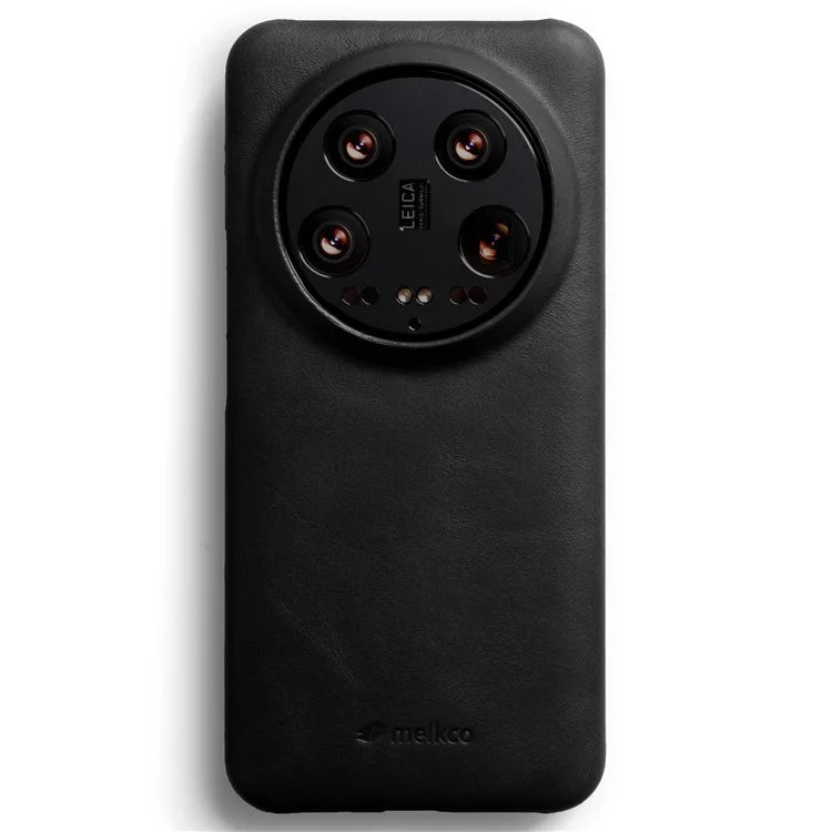 MELKCO For Xiaomi 14 Case Genuine Cow Leather Coated PC Incomplete Waxy Phone Cover