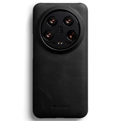MELKCO For Xiaomi 14 Case Genuine Cow Leather Coated PC Incomplete Waxy Phone Cover