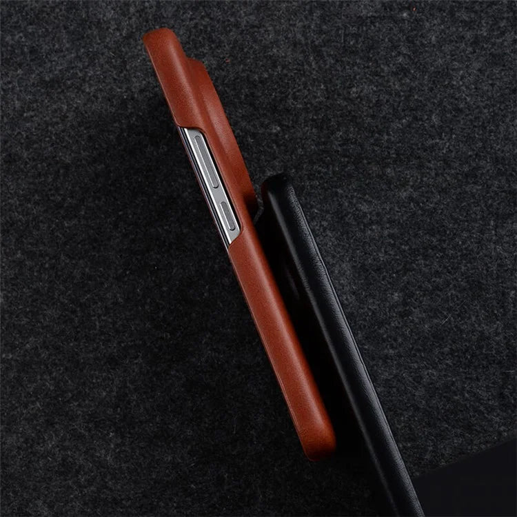 MELKCO For Xiaomi 14 Case Genuine Cow Leather Coated PC Incomplete Waxy Phone Cover