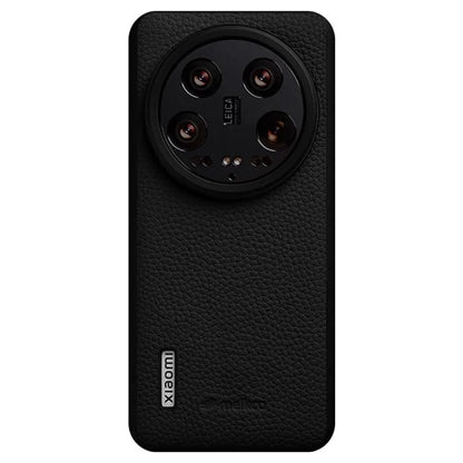 MELKCO For Xiaomi 14 Ultra Case Genuine Cow Leather Coated PC Phone Cover