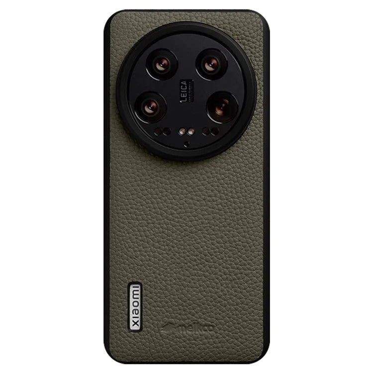 MELKCO For Xiaomi 14 Ultra Case Genuine Cow Leather Coated PC Phone Cover