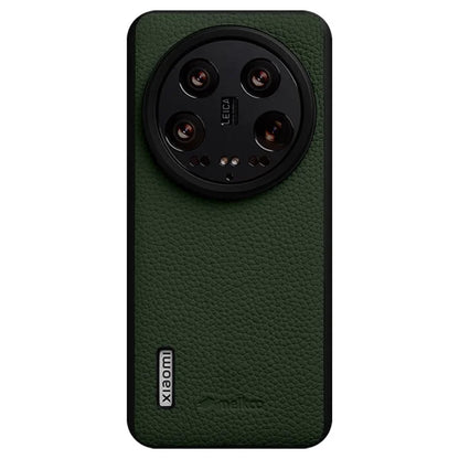 MELKCO For Xiaomi 14 Ultra Case Genuine Cow Leather Coated PC Phone Cover