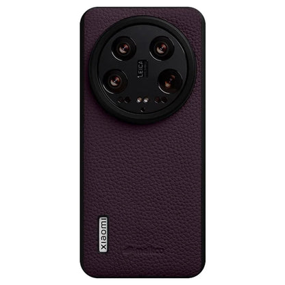 MELKCO For Xiaomi 14 Ultra Case Genuine Cow Leather Coated PC Phone Cover