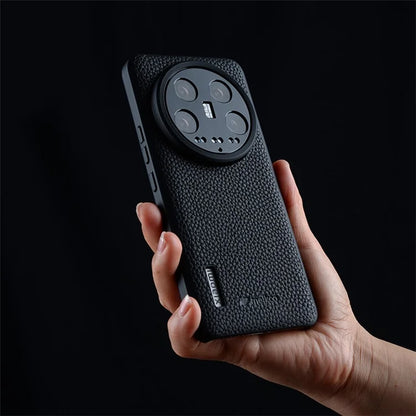 MELKCO For Xiaomi 14 Ultra Case Genuine Cow Leather Coated PC Phone Cover