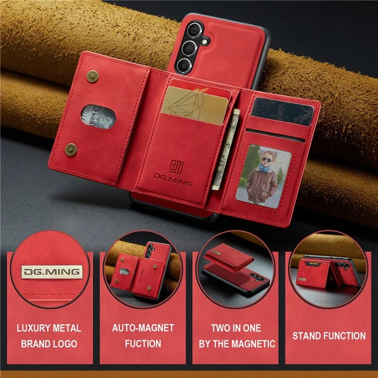 DG.MING M2 Series for Samsung Galaxy A35 5G Kickstand Case Detachable Magnetic Wallet Phone Cover