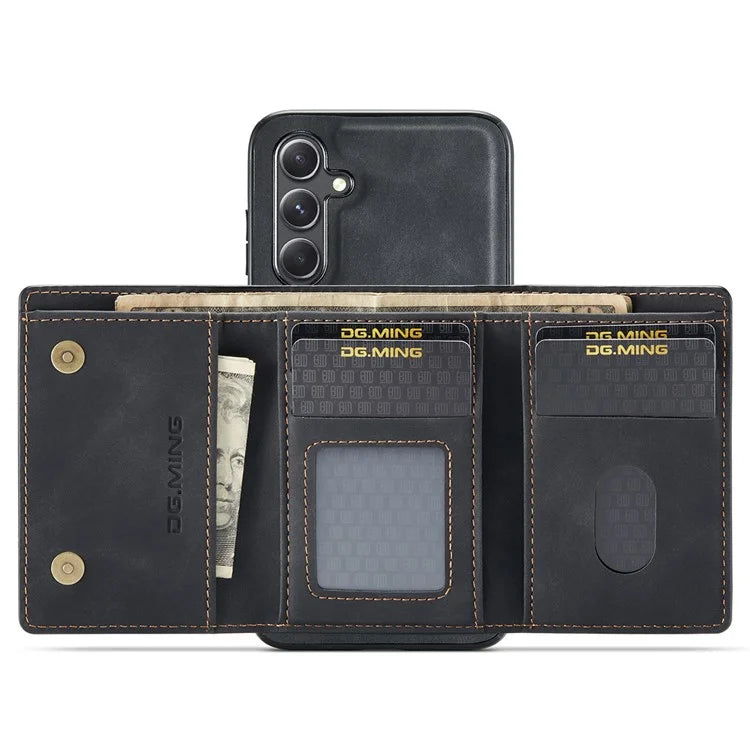 DG.MING M1 Series for Samsung Galaxy A35 5G Case Detachable Card Holder Leather Coating Phone Cover
