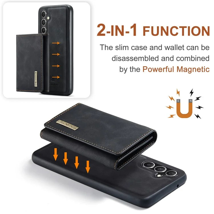 DG.MING M1 Series for Samsung Galaxy A35 5G Case Detachable Card Holder Leather Coating Phone Cover
