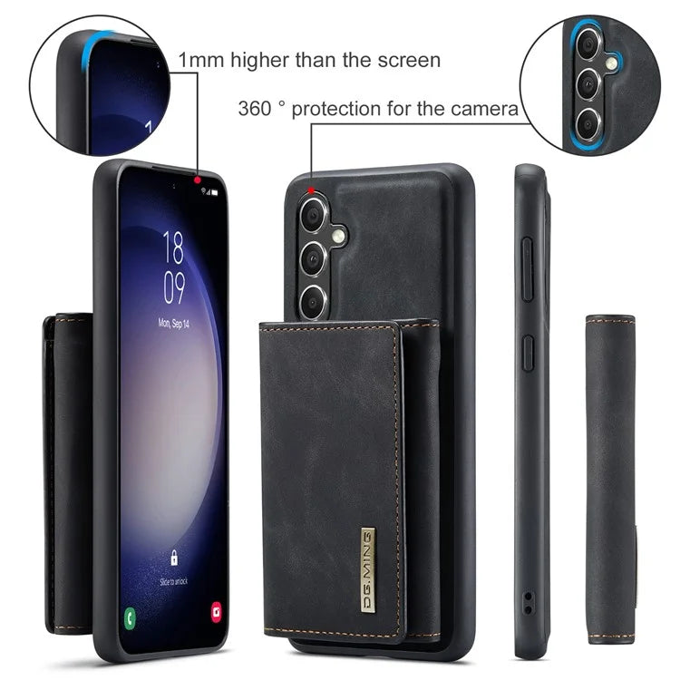 DG.MING M1 Series for Samsung Galaxy A35 5G Case Detachable Card Holder Leather Coating Phone Cover