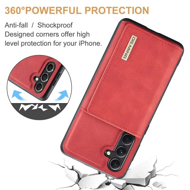 DG.MING M1 Series for Samsung Galaxy A35 5G Case Detachable Card Holder Leather Coating Phone Cover