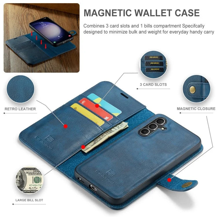 DG.MING for Samsung Galaxy A35 5G Wallet Case Detachable Split Leather Phone Cover