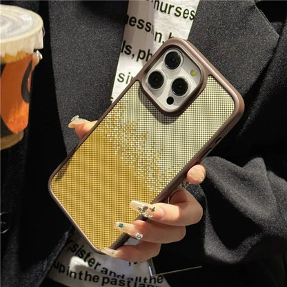 For iPhone 15 Pro Case Geometric Pattern PC Phone Cover Water Transfer Printing