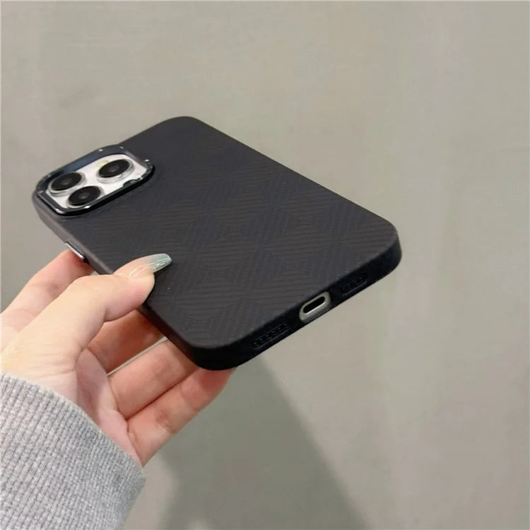 For iPhone 15 Pro Max Case Grid Pattern Hard PC Protective Phone Cover