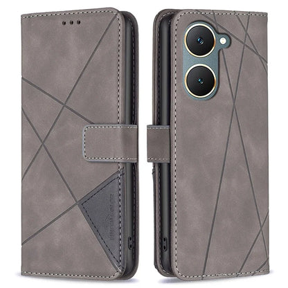 BINFEN COLOR BF05 For vivo Y03 Leather Case Wallet Geometric Imprinted Phone Cover