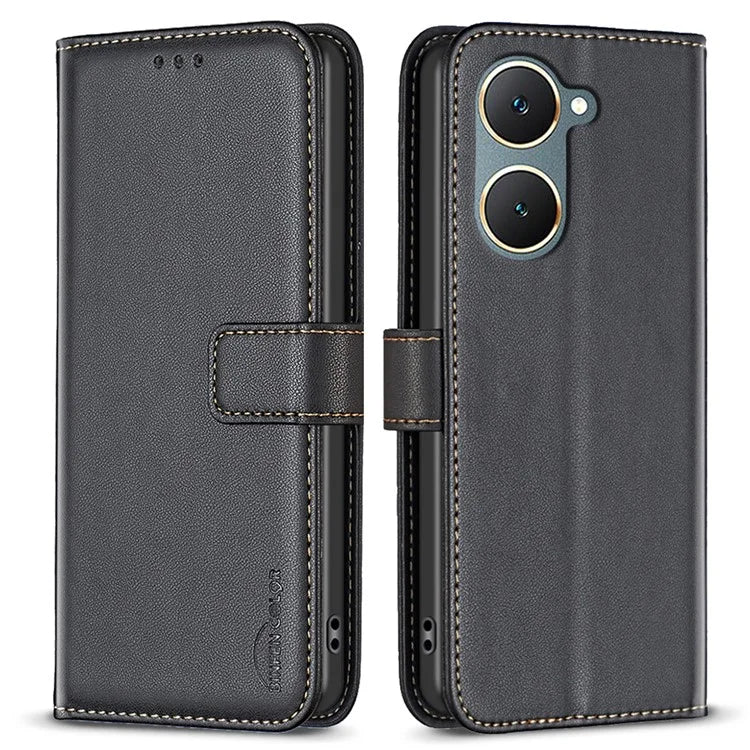 BINFEN COLOR BF17 For vivo Y03 Wallet Case PU Leather + TPU Flip Phone Cover