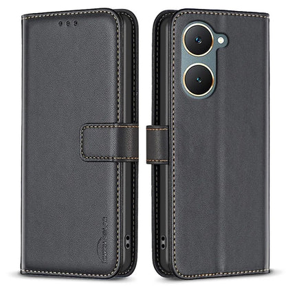 BINFEN COLOR BF17 For vivo Y03 Wallet Case PU Leather + TPU Flip Phone Cover