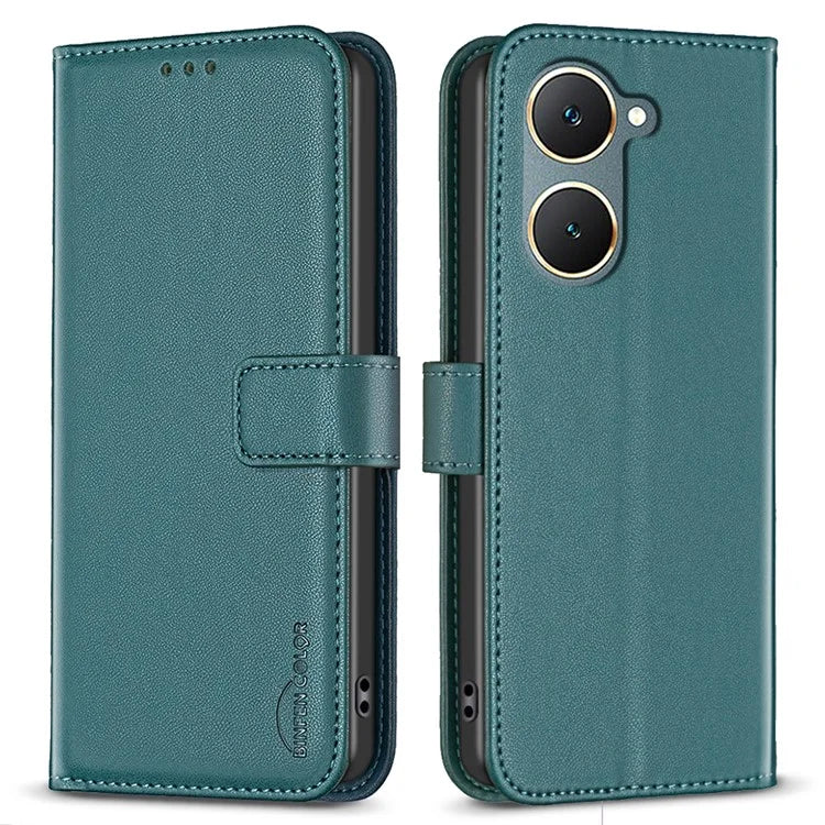 BINFEN COLOR BF17 For vivo Y03 Wallet Case PU Leather + TPU Flip Phone Cover