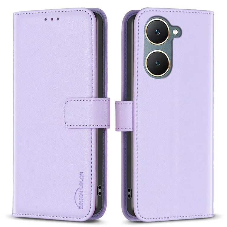 BINFEN COLOR BF17 For vivo Y03 Wallet Case PU Leather + TPU Flip Phone Cover