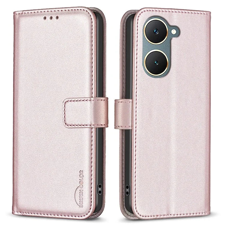 BINFEN COLOR BF17 For vivo Y03 Wallet Case PU Leather + TPU Flip Phone Cover