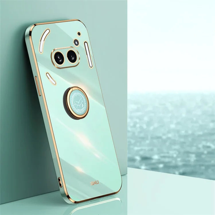 XINLI For Nothing Phone (2a) Cover Electroplating Ring Kickstand Soft TPU Phone Case