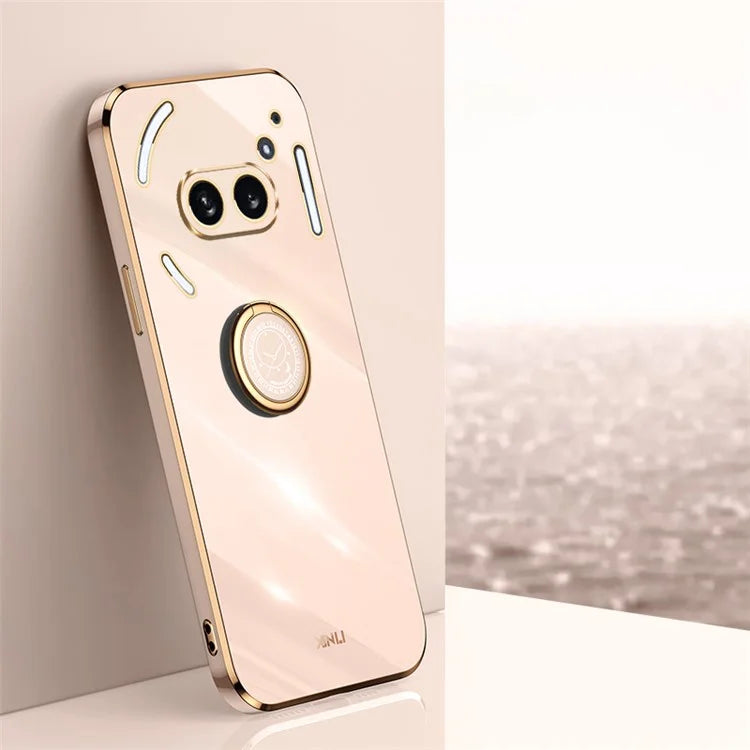XINLI For Nothing Phone (2a) Cover Electroplating Ring Kickstand Soft TPU Phone Case