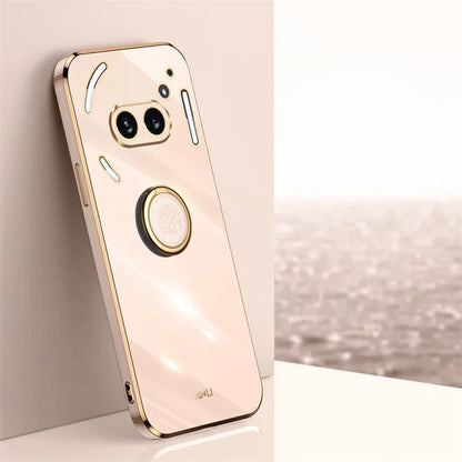 XINLI For Nothing Phone (2a) Cover Electroplating Ring Kickstand Soft TPU Phone Case
