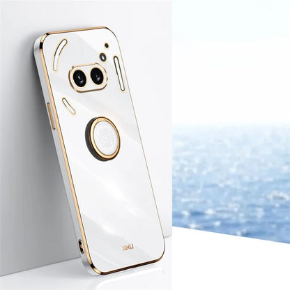 XINLI For Nothing Phone (2a) Cover Electroplating Ring Kickstand Soft TPU Phone Case