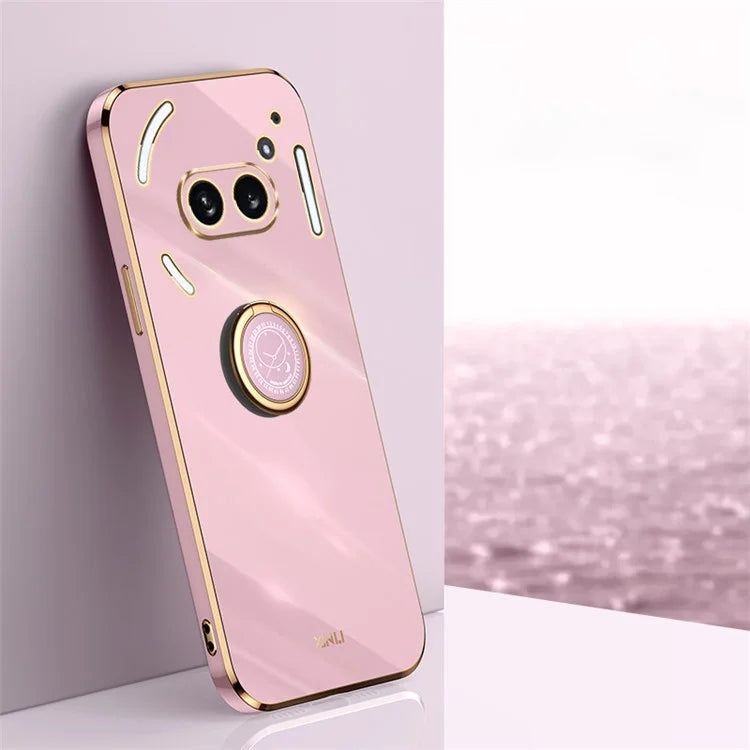 XINLI For Nothing Phone (2a) Cover Electroplating Ring Kickstand Soft TPU Phone Case