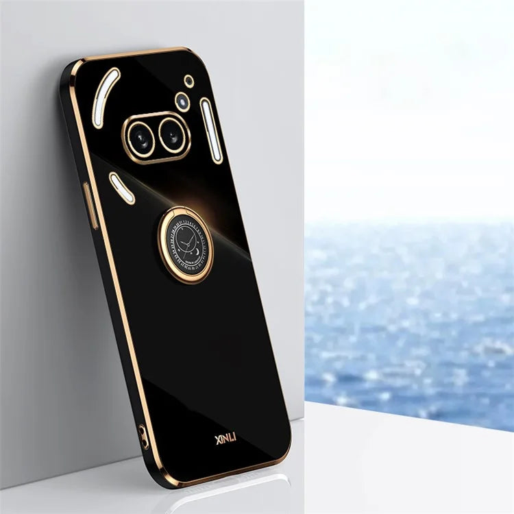 XINLI For Nothing Phone (2a) Cover Electroplating Ring Kickstand Soft TPU Phone Case