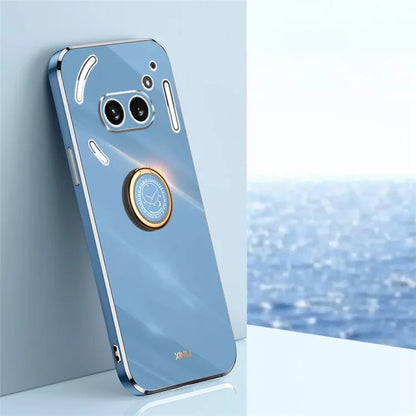 XINLI For Nothing Phone (2a) Cover Electroplating Ring Kickstand Soft TPU Phone Case
