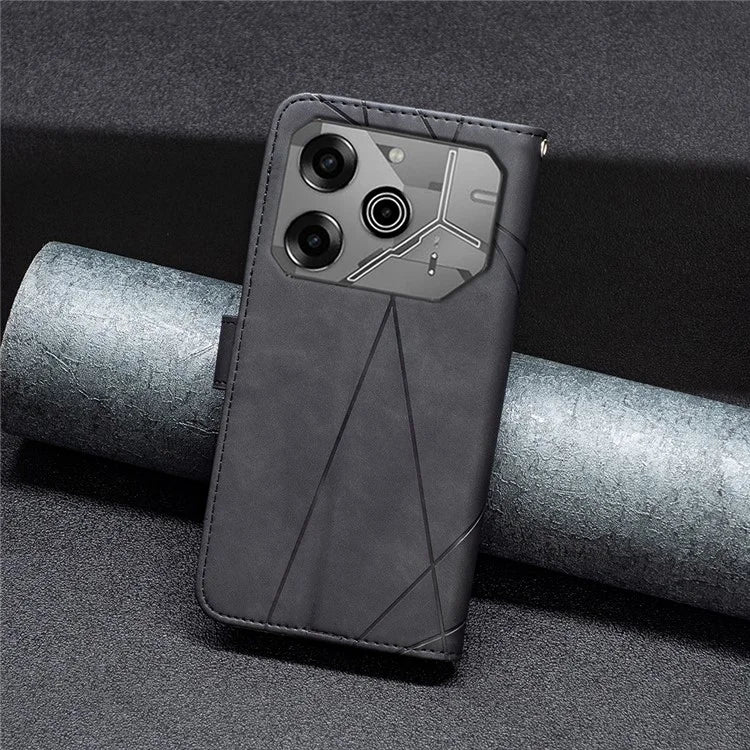 BINFEN COLOR BF05 For TECNO Pova 6 5G / Tecno Pova 6 Pro 5G Case Imprinted Geometric Leather Phone Cover