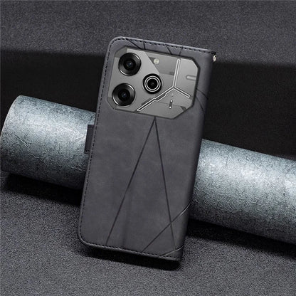 BINFEN COLOR BF05 For TECNO Pova 6 5G / Tecno Pova 6 Pro 5G Case Imprinted Geometric Leather Phone Cover