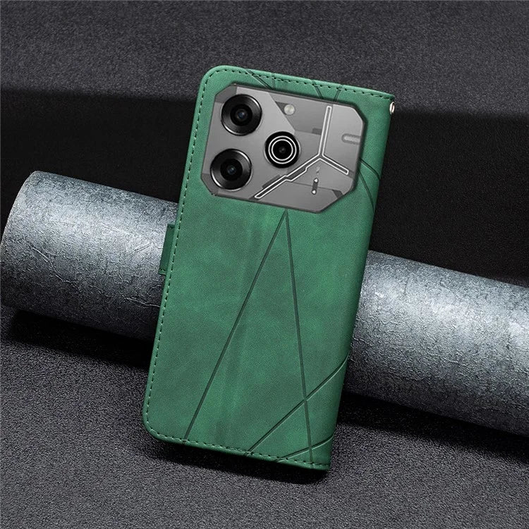 BINFEN COLOR BF05 For TECNO Pova 6 5G / Tecno Pova 6 Pro 5G Case Imprinted Geometric Leather Phone Cover
