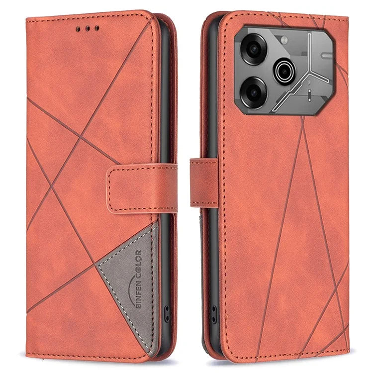 BINFEN COLOR BF05 For TECNO Pova 6 5G / Tecno Pova 6 Pro 5G Case Imprinted Geometric Leather Phone Cover