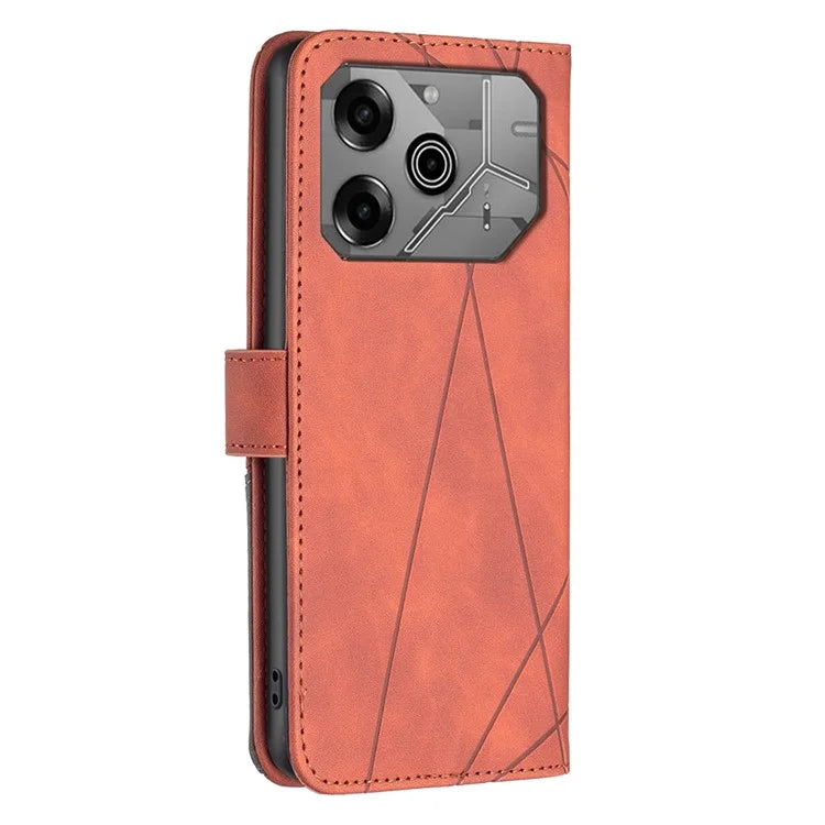 BINFEN COLOR BF05 For TECNO Pova 6 5G / Tecno Pova 6 Pro 5G Case Imprinted Geometric Leather Phone Cover