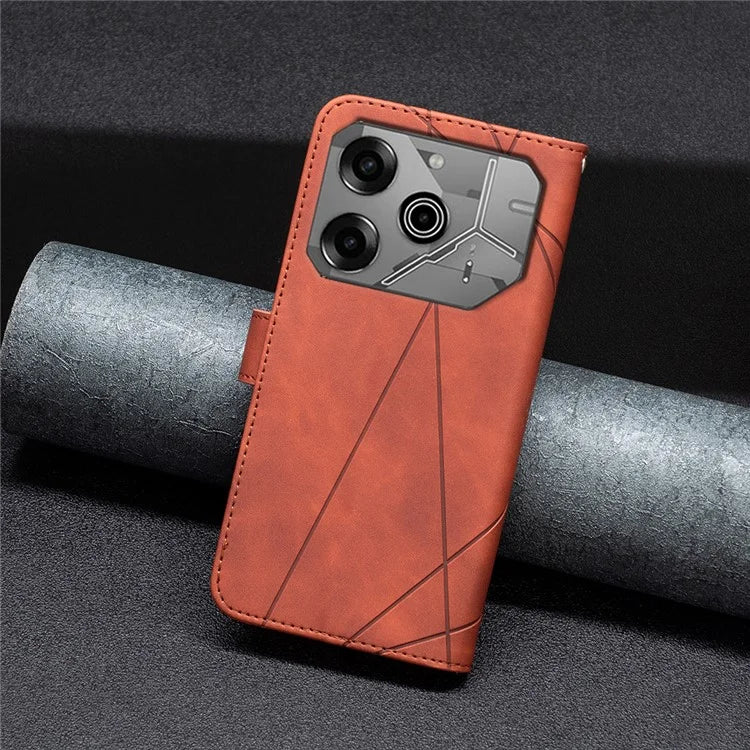 BINFEN COLOR BF05 For TECNO Pova 6 5G / Tecno Pova 6 Pro 5G Case Imprinted Geometric Leather Phone Cover