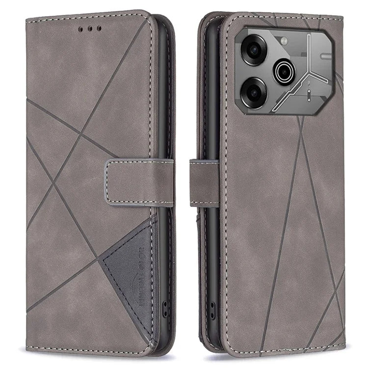 BINFEN COLOR BF05 For TECNO Pova 6 5G / Tecno Pova 6 Pro 5G Case Imprinted Geometric Leather Phone Cover