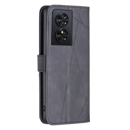 BINFEN COLOR BF05 For TCL 50 SE Leather Case Wallet Geometric Imprinted Phone Cover