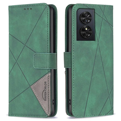 BINFEN COLOR BF05 For TCL 50 SE Leather Case Wallet Geometric Imprinted Phone Cover