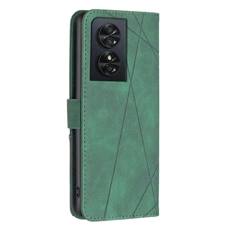 BINFEN COLOR BF05 For TCL 50 SE Leather Case Wallet Geometric Imprinted Phone Cover