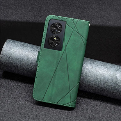 BINFEN COLOR BF05 For TCL 50 SE Leather Case Wallet Geometric Imprinted Phone Cover