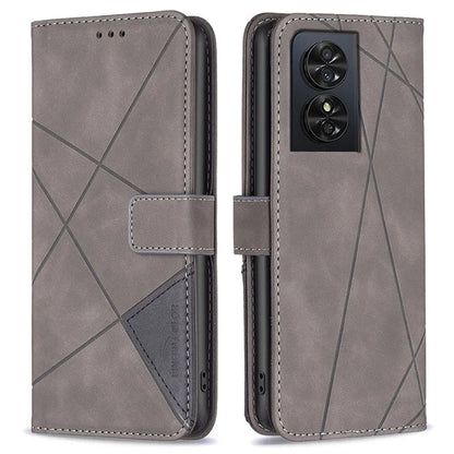 BINFEN COLOR BF05 For TCL 50 SE Leather Case Wallet Geometric Imprinted Phone Cover