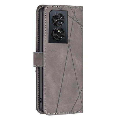 BINFEN COLOR BF05 For TCL 50 SE Leather Case Wallet Geometric Imprinted Phone Cover