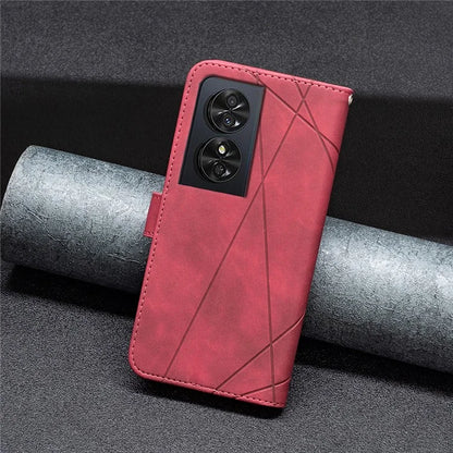 BINFEN COLOR BF05 For TCL 50 SE Leather Case Wallet Geometric Imprinted Phone Cover